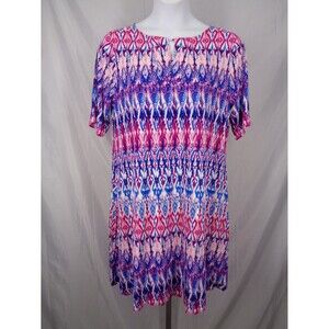 Chicos Ikat Keyhole Dress Size 3 (16) XL New
